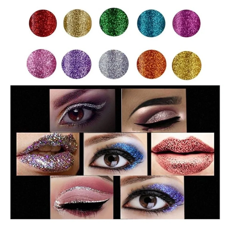 10 Colors Liquid Glitter Eyeliner Metallic Shimmer Glitter Eyeshadow